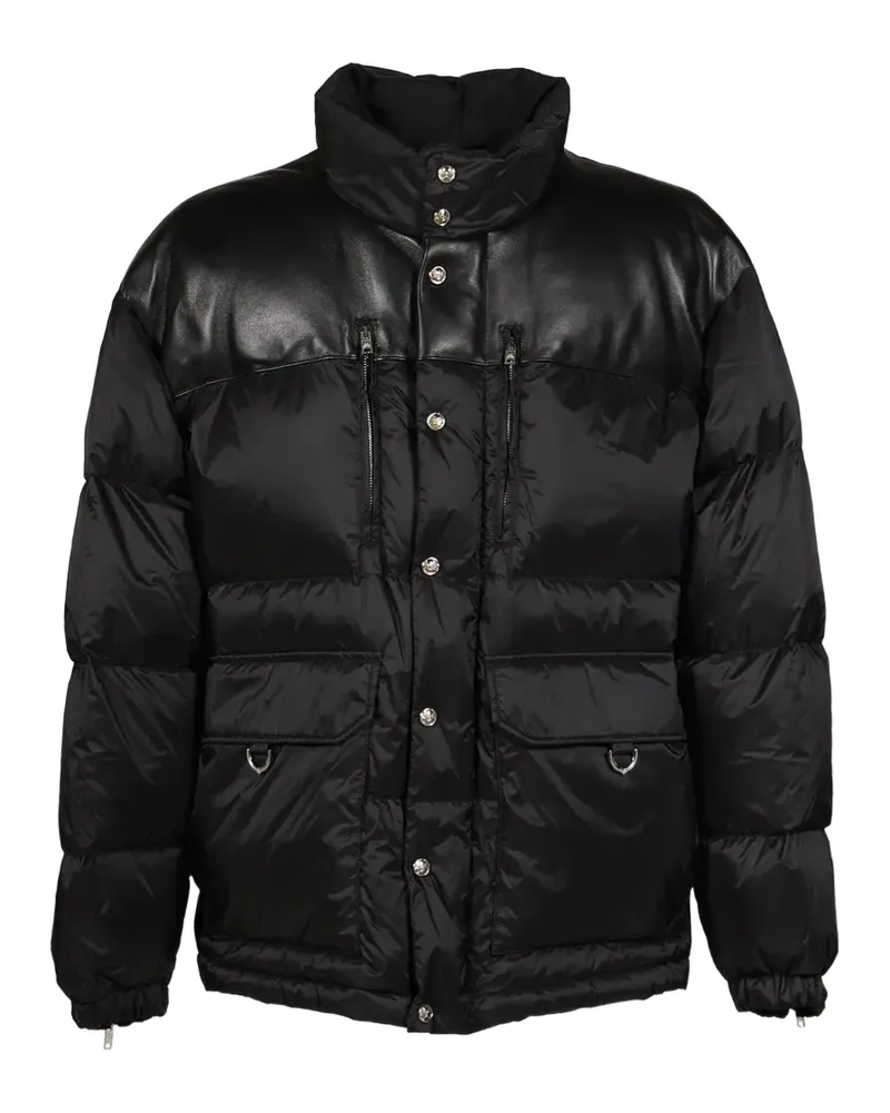Mastermind World Gesteppte Daunenjacke mit Ledereinsätzen - Schwarz Schwarz