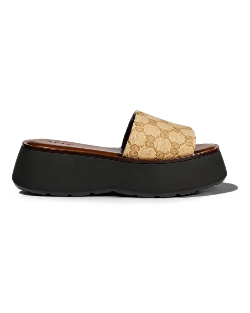 Gucci Plateau-Sandalen mit GG-Muster - Nude Nude