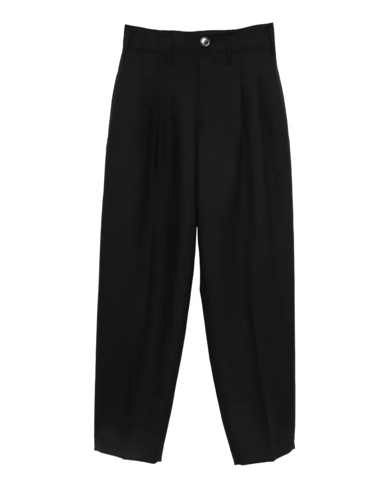 AMI Paris Straight-Leg-Hose mit Falten - Schwarz Schwarz