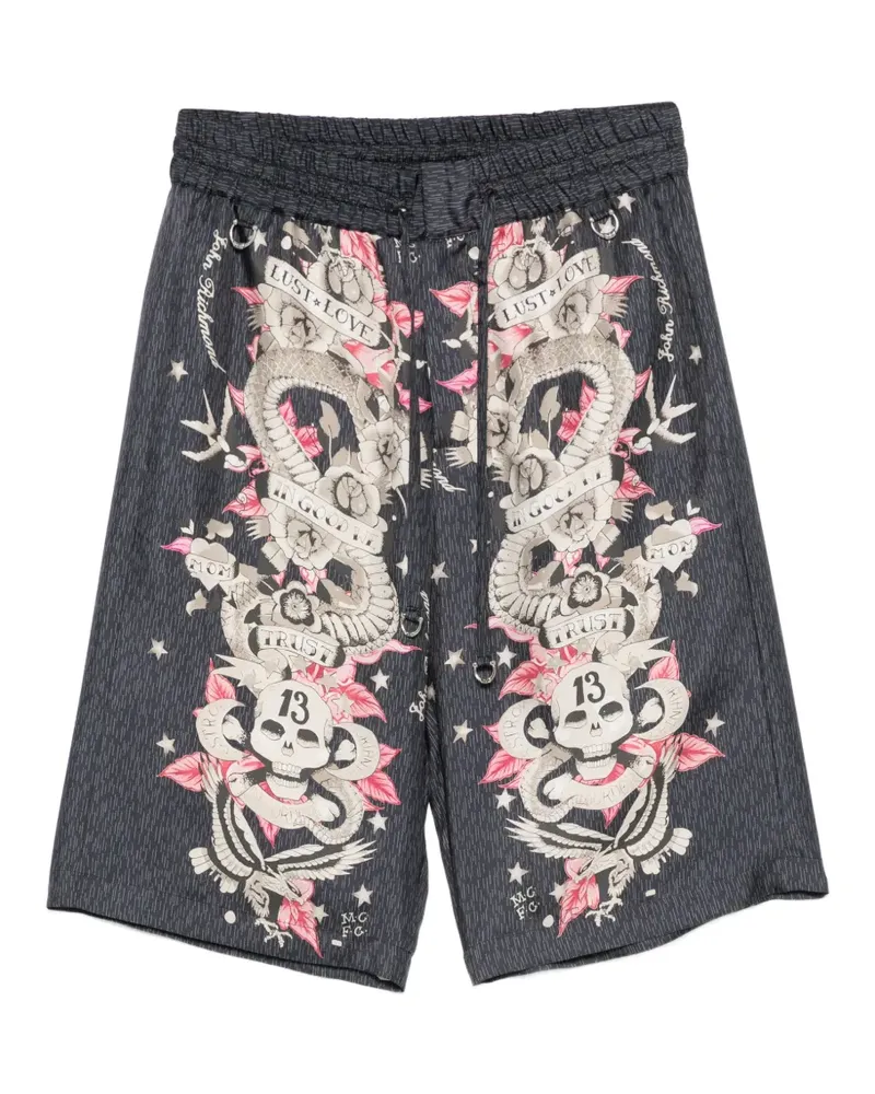 John Richmond Shorts mit Tattoo-Print - Schwarz Schwarz