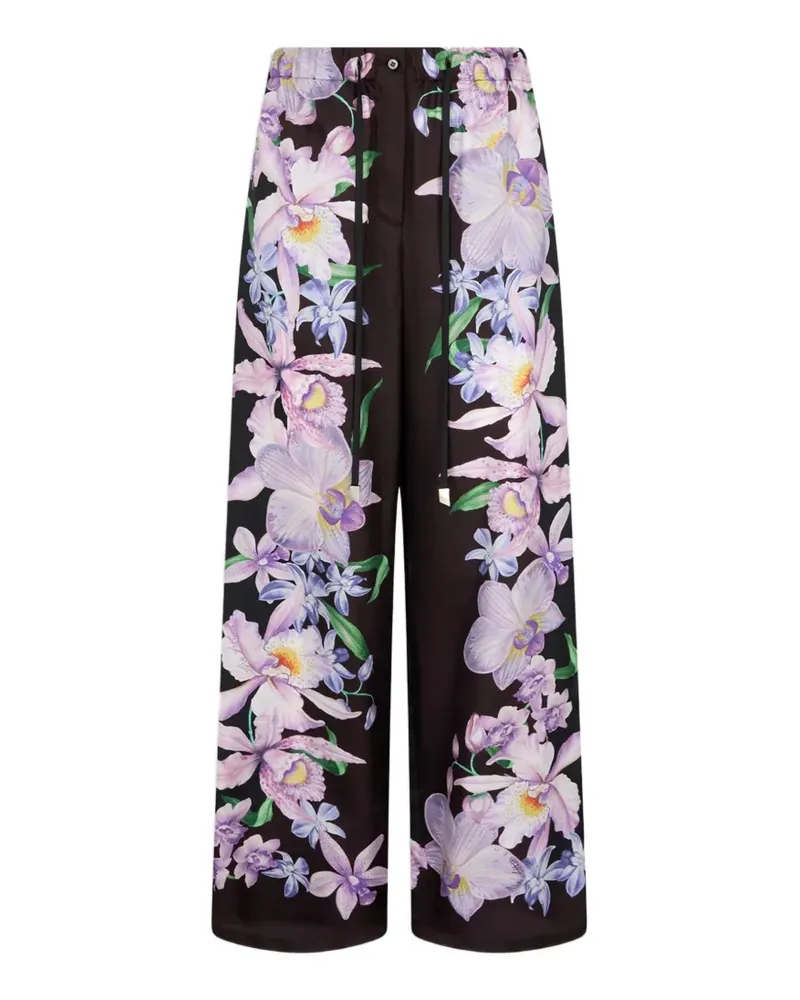 ATTICO floral-print silk trousers - Schwarz Schwarz