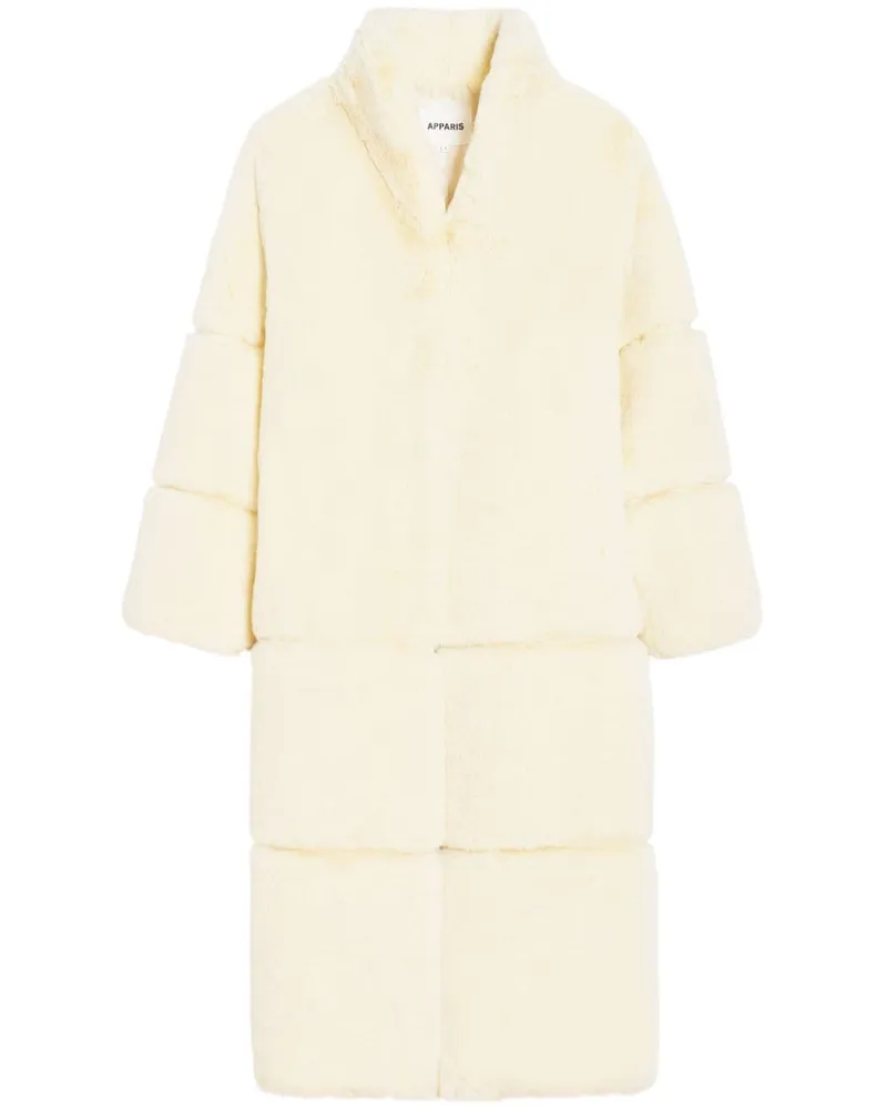 APPARIS Sylke Mantel aus Faux Fur mit V-Ausschnitt - Weiß Weiß