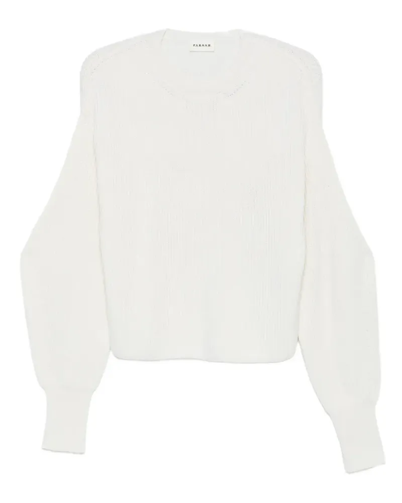 P.A.R.O.S.H. P.A.R.O H. Gerippter Pullover mit Knopfdetail - Weiß Weiß