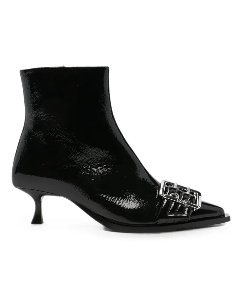 Ganni buckle-detail pointed-toe ankle boots - Schwarz Schwarz