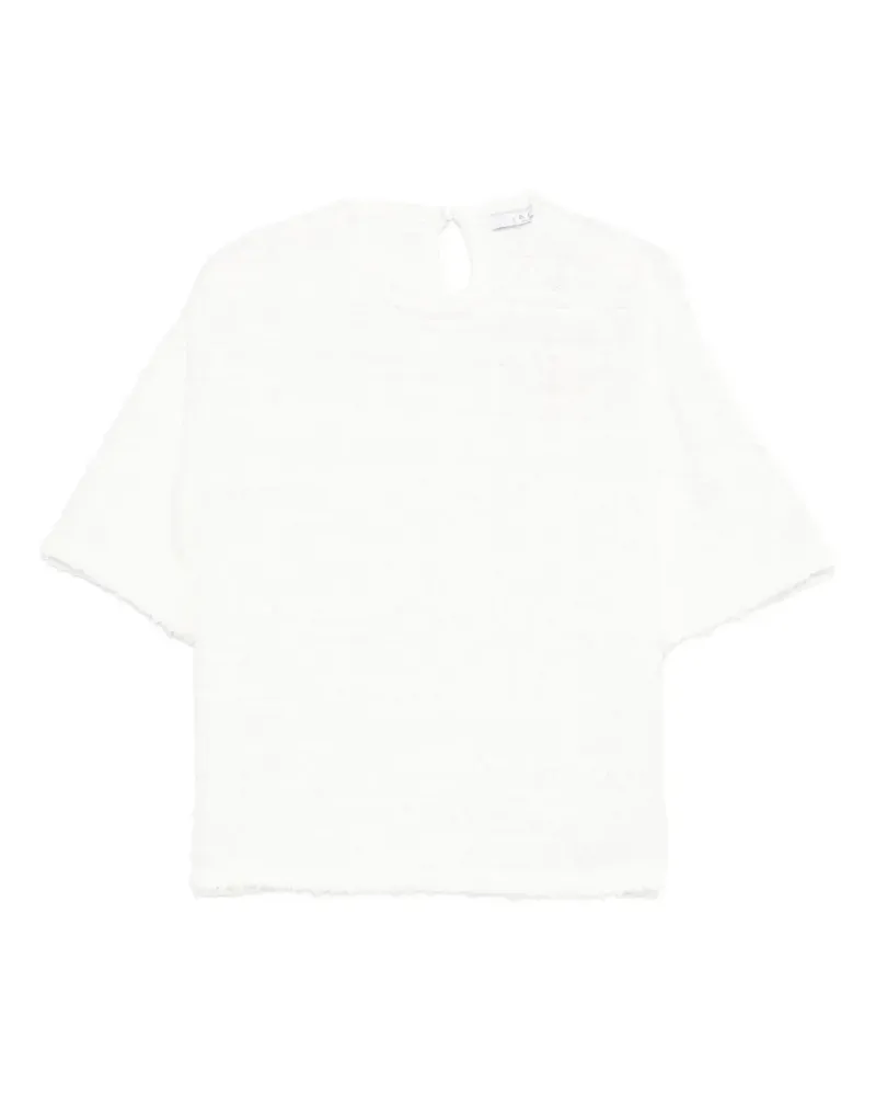 IRO Tweed-T-Shirt mit ausgefransten Kanten - Weiß Weiß