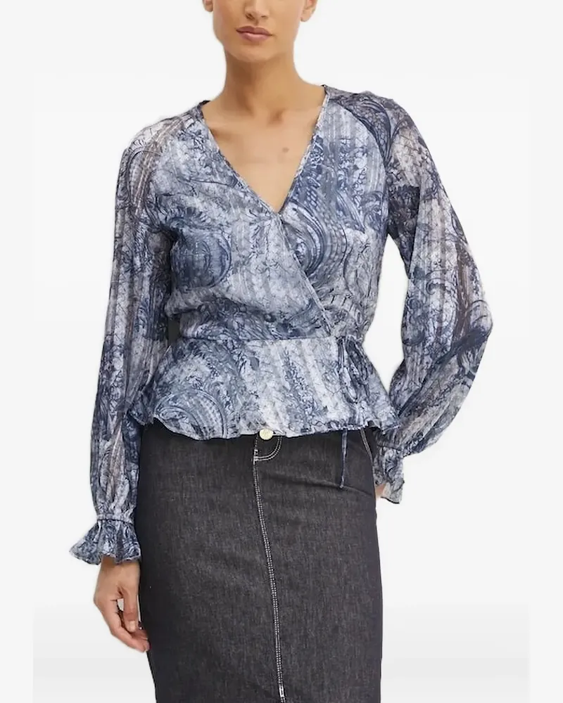 Guess Gewickeltes Oberteil mit Paisley-Print - Blau Blau
