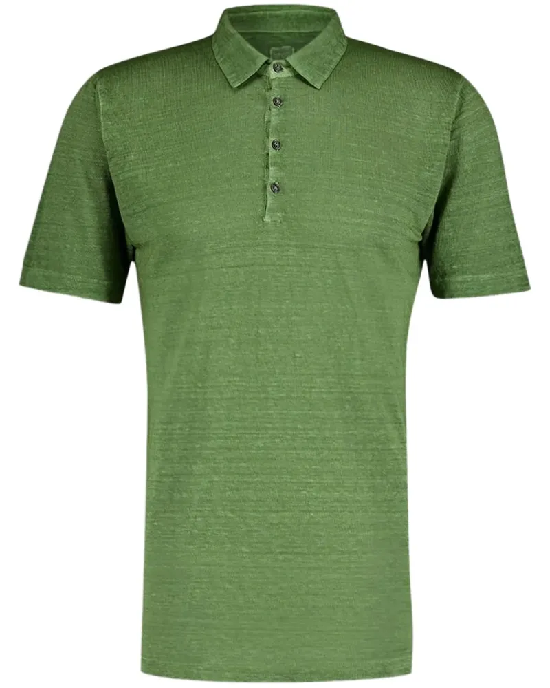 120% Lino Poloshirt aus Leinen - Grün Grün