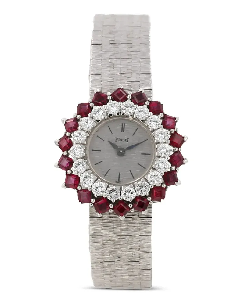 Piaget 1970s Armbanduhr mit Diamant und Rubin 26mm - Silber Silber