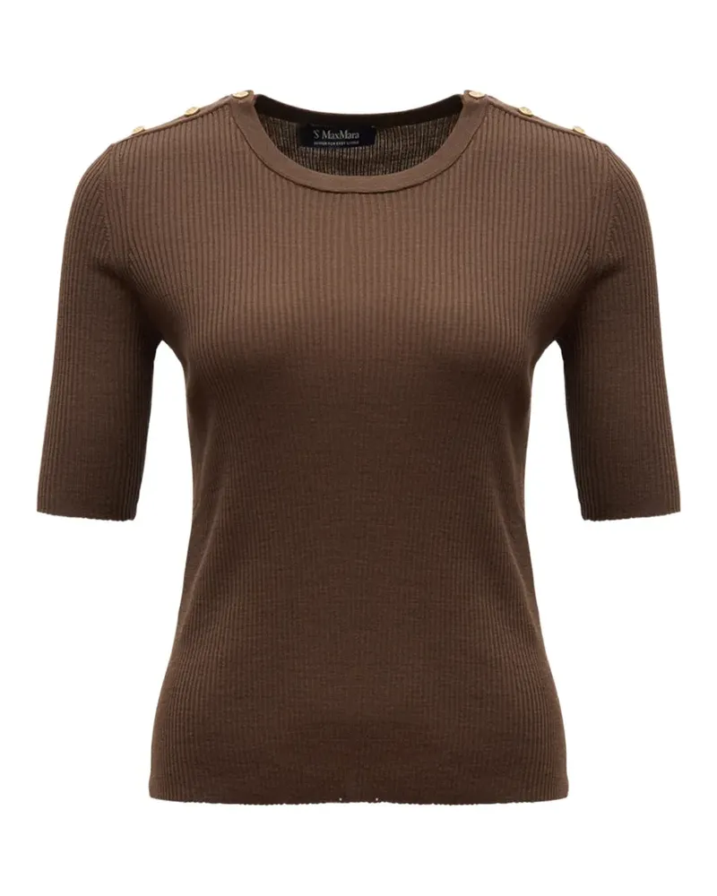Max Mara Max Mara ribbed-knit button-detail sweater - Braun Braun