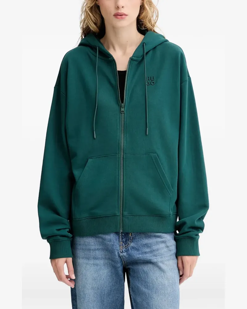 HUGO BOSS logo-embroidery hoodie - Grün Grün