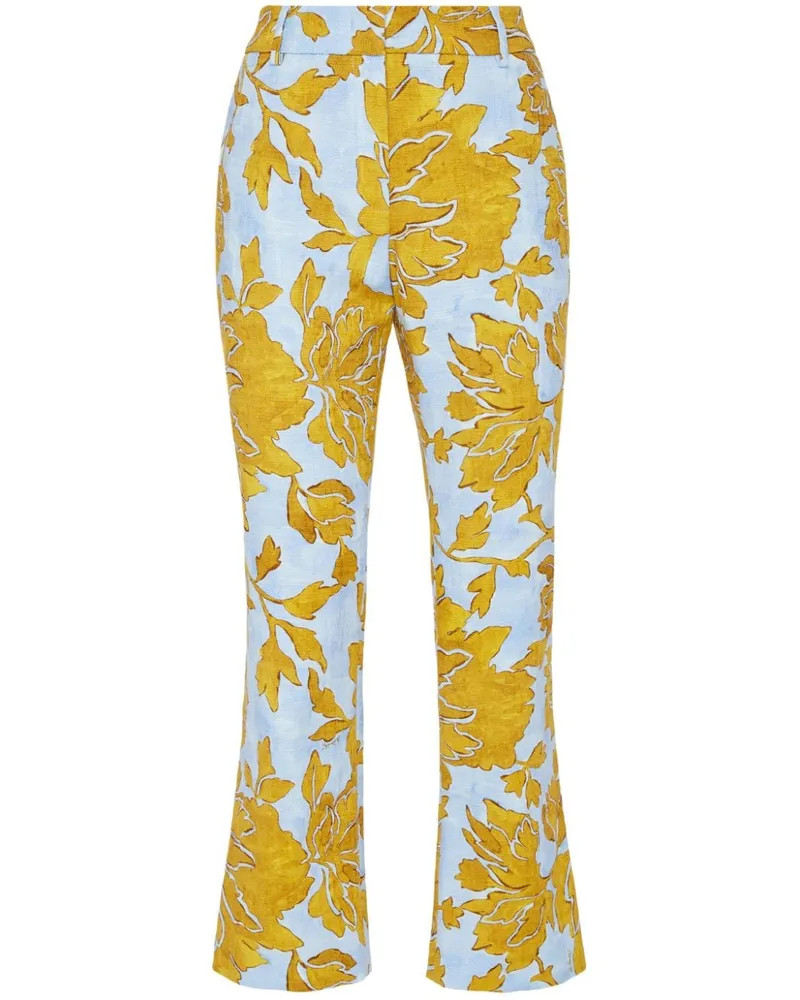 La DoubleJ 24/7 Cropped-Hose mit Blumen-Print - Gelb Gelb