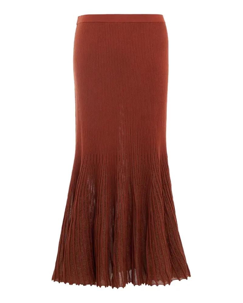 Ulla Johnson Gerippter Vera Strick-Midirock mit Falten - Orange Orange