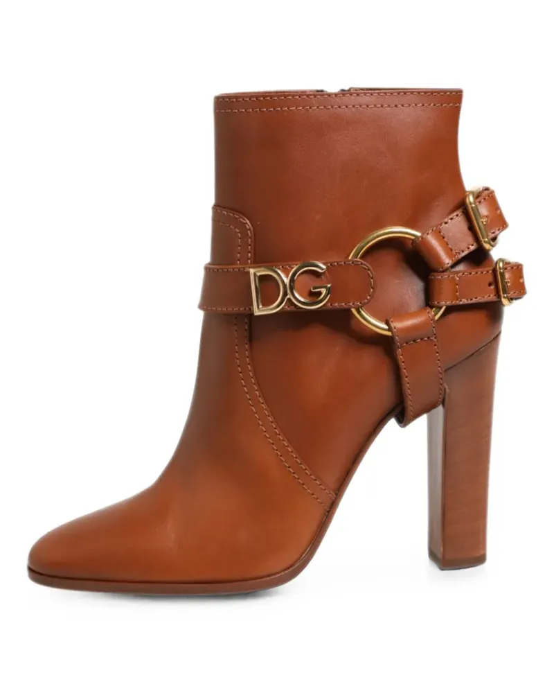 Dolce & Gabbana Stiefeletten mit DG Logo-Schnalle - Braun Braun