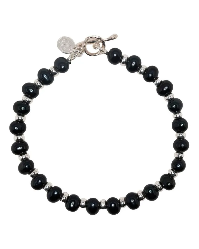 Dower & Hall Perlenarmband mit Knebelverschluss Schwarz