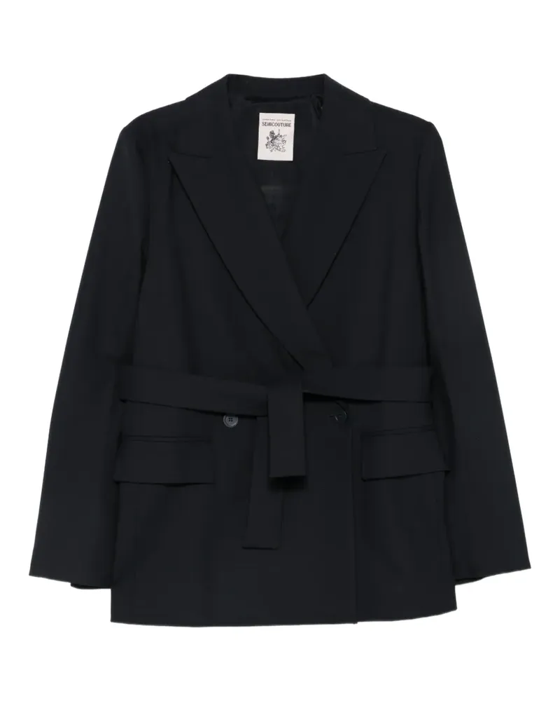 Semicouture belted double-breasted blazer - Blau Blau
