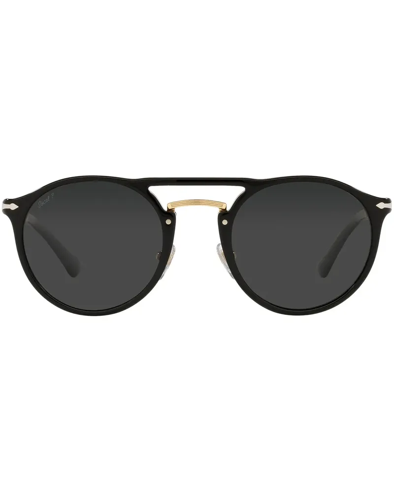 Persol Sonnenbrille mit rundem Gestell - Schwarz Schwarz