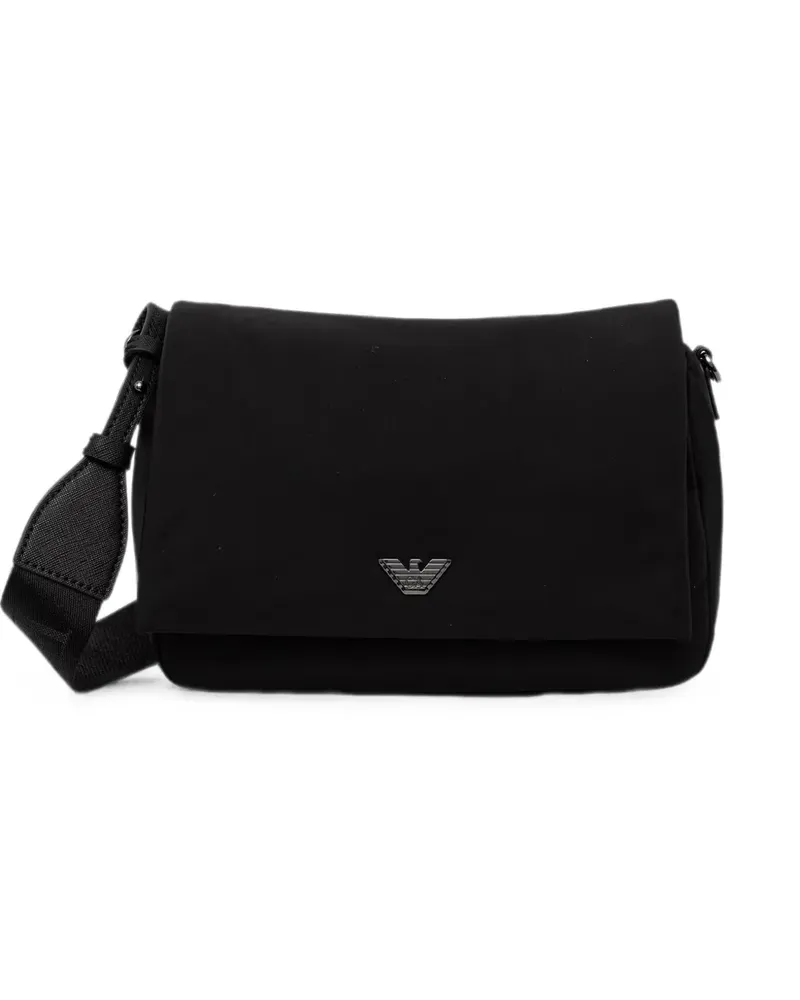 Emporio Armani Kuriertasche mit Logo-Schild - Schwarz Schwarz