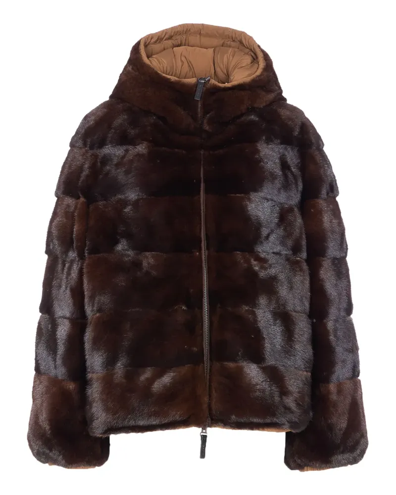 Yves Salomon Kapuzenjacke aus Faux Fur - Braun Braun