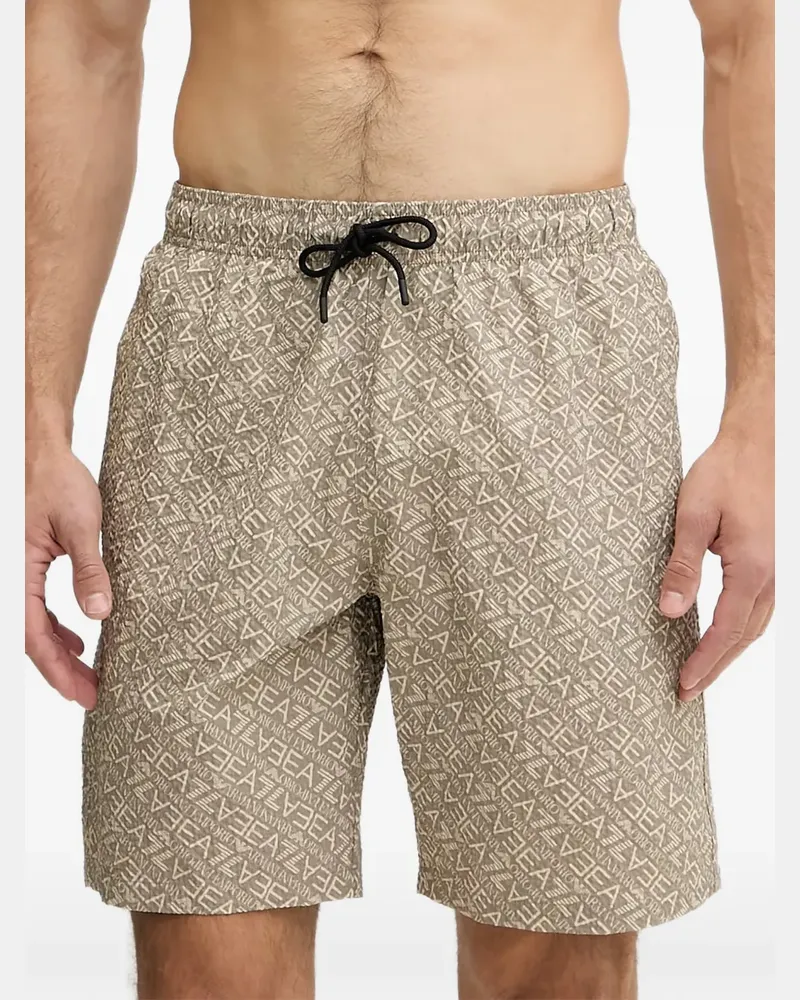 EA7 Badeshorts mit Logos - Nude Nude