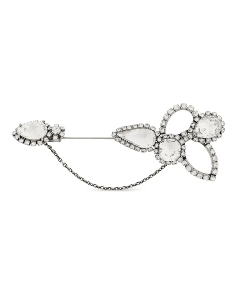 Alexander McQueen crystal flower brooche - Silber Silber