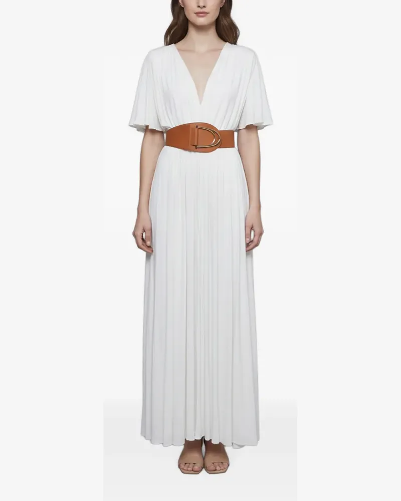 Elisabetta Franchi belted pleated maxi dress - Weiß Weiß