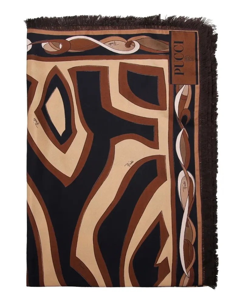 Emilio Pucci fringed abstract-pattern scarf - Schwarz Schwarz