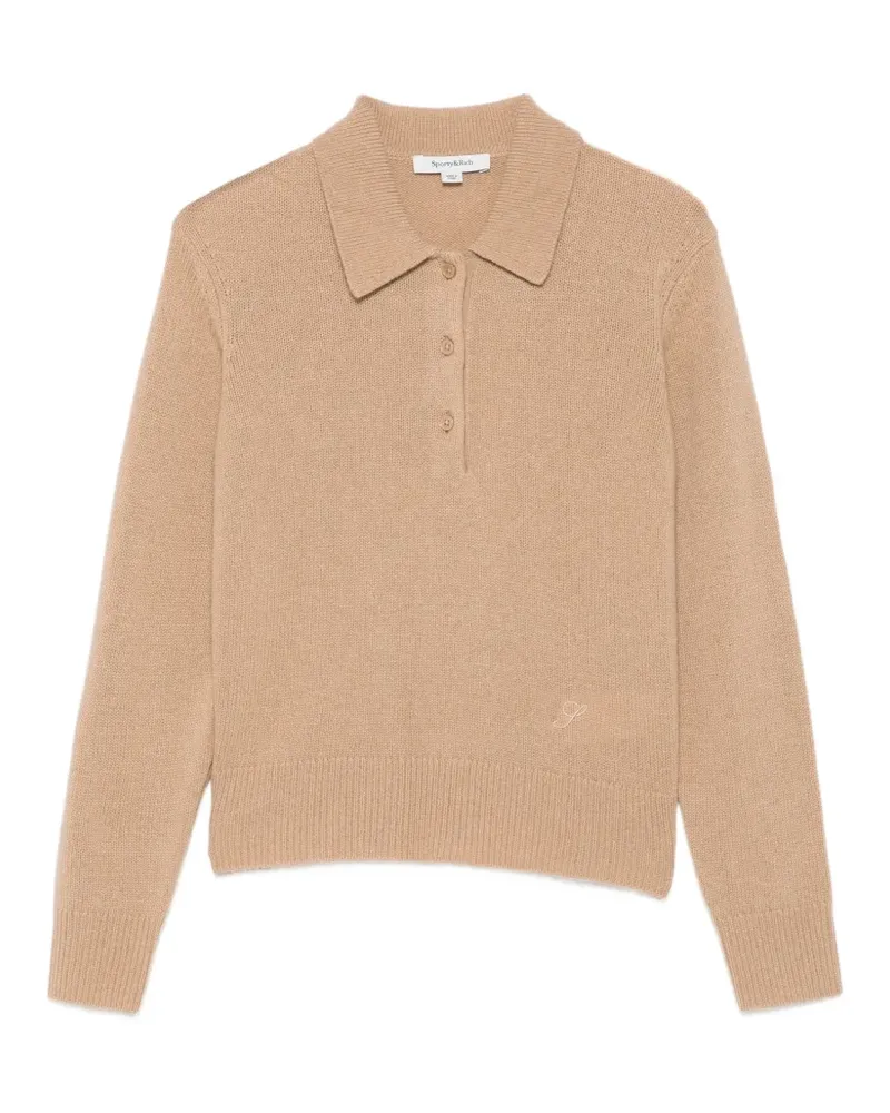 SPORTY & RICH Izar ribbed-knit polo shirt - Braun Braun
