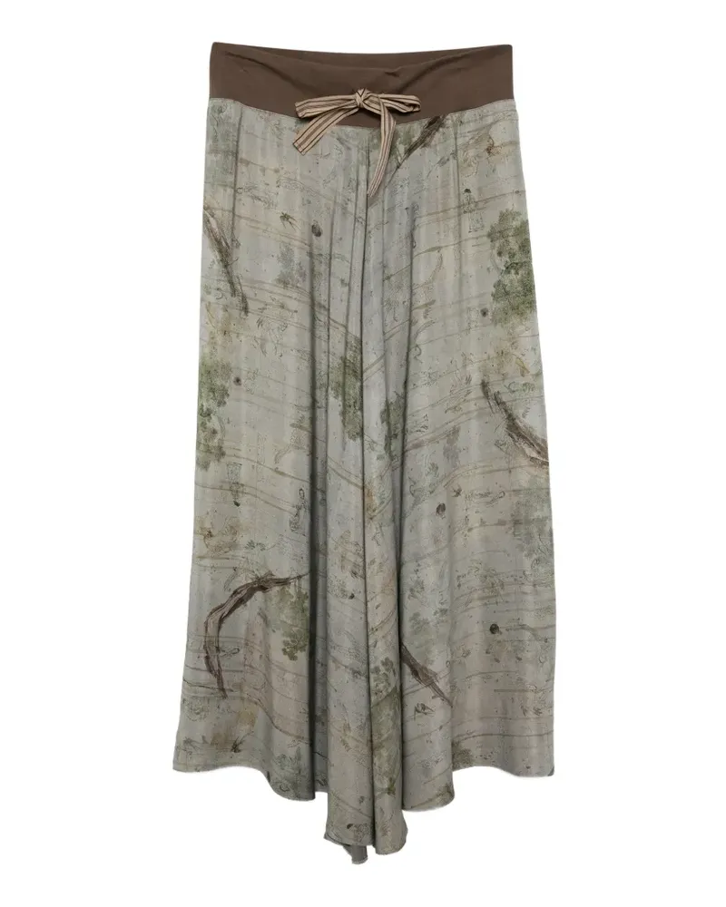 Ziggy Chen graphic-print maxi skirt - Grau Grau