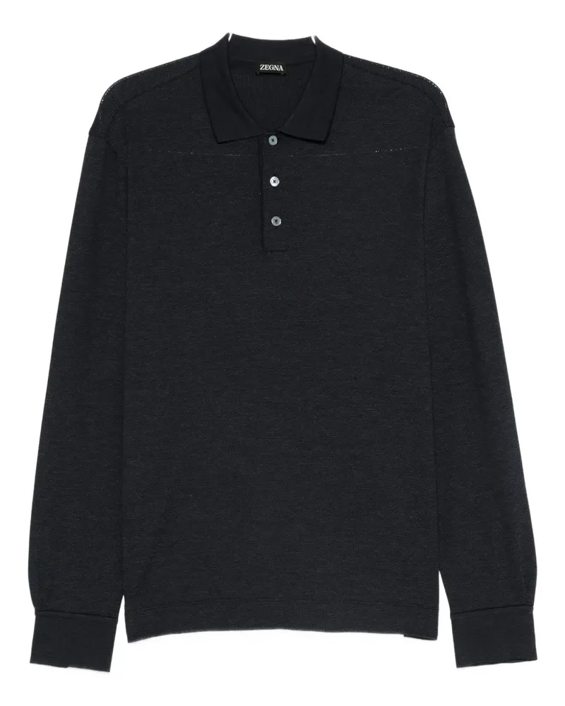 Ermenegildo Zegna Langärmeliges Poloshirt - Schwarz Schwarz