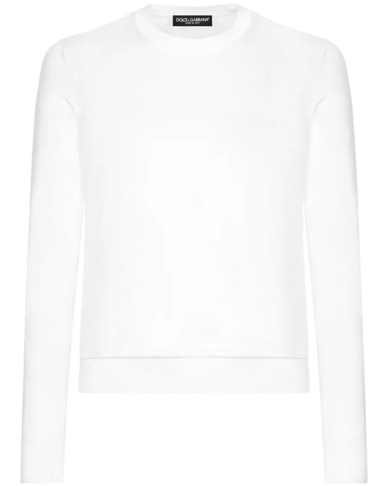 Dolce & Gabbana Seidenpullover mit Logo-Stickerei - Weiß Weiß