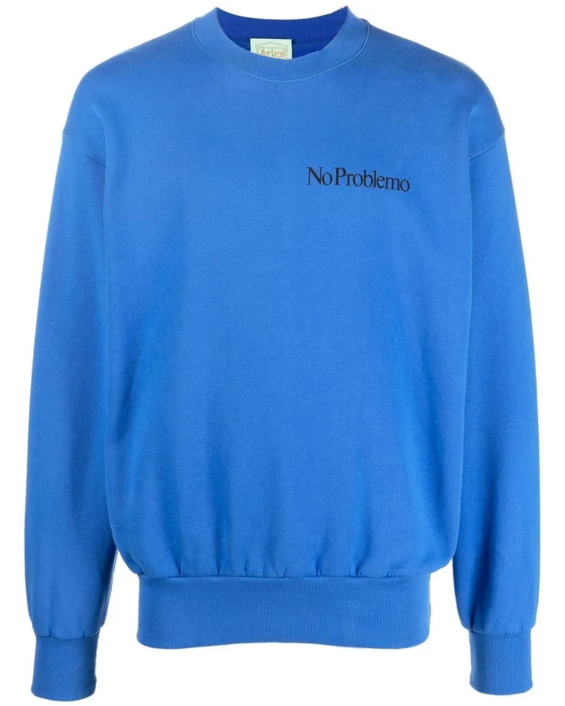 Aries Sweatshirt mit Logo-Print Blau