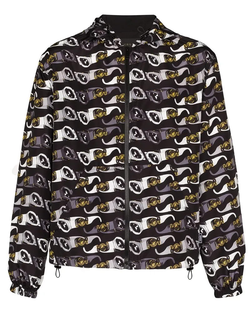 Versace Kapuzenjacke mit Sonnenbrillen-Print - Schwarz Schwarz