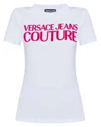 Versace Jeans T-Shirt mit beflocktem Logo Weiß