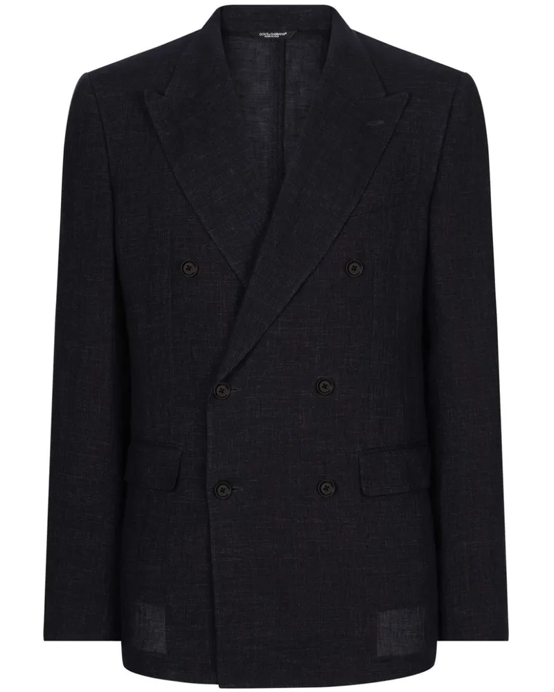 Dolce & Gabbana Doppelreihiges Sakko aus Leinen - Blau Blau