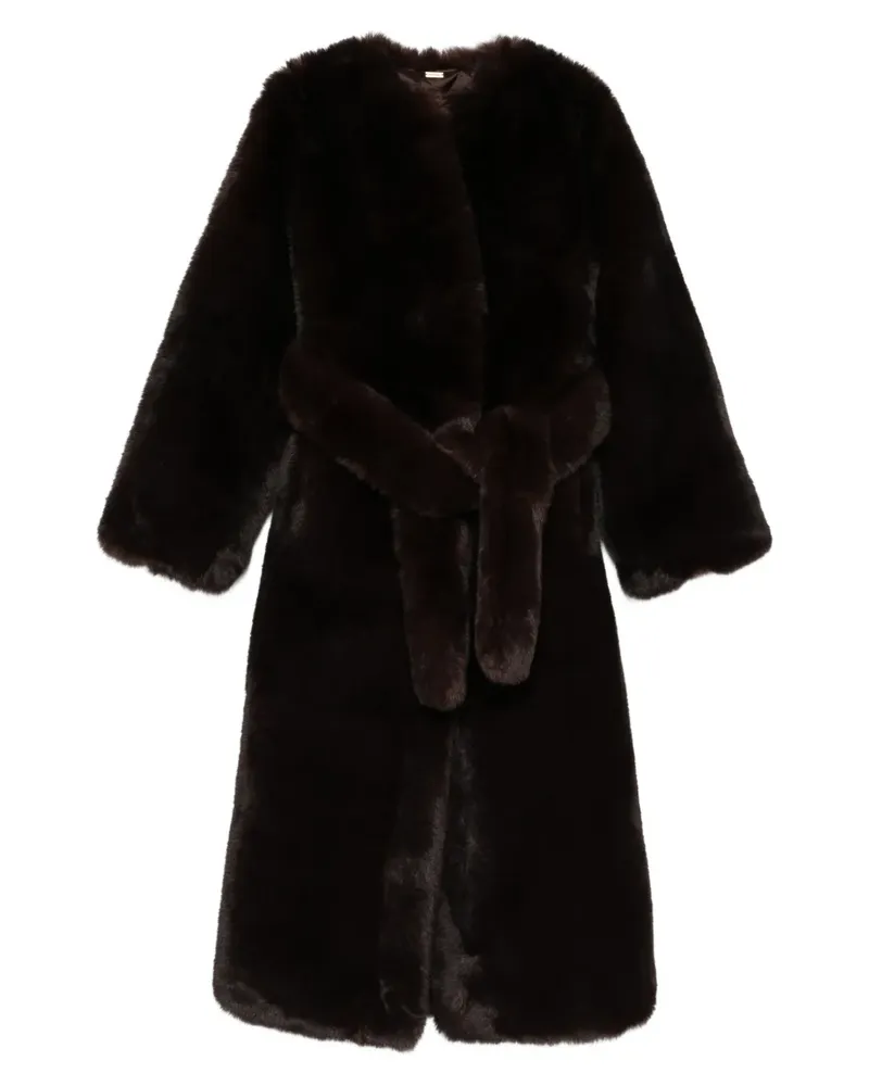 Cult Gaia Faux-Fur-Mantel mit Gürtel - Braun Braun