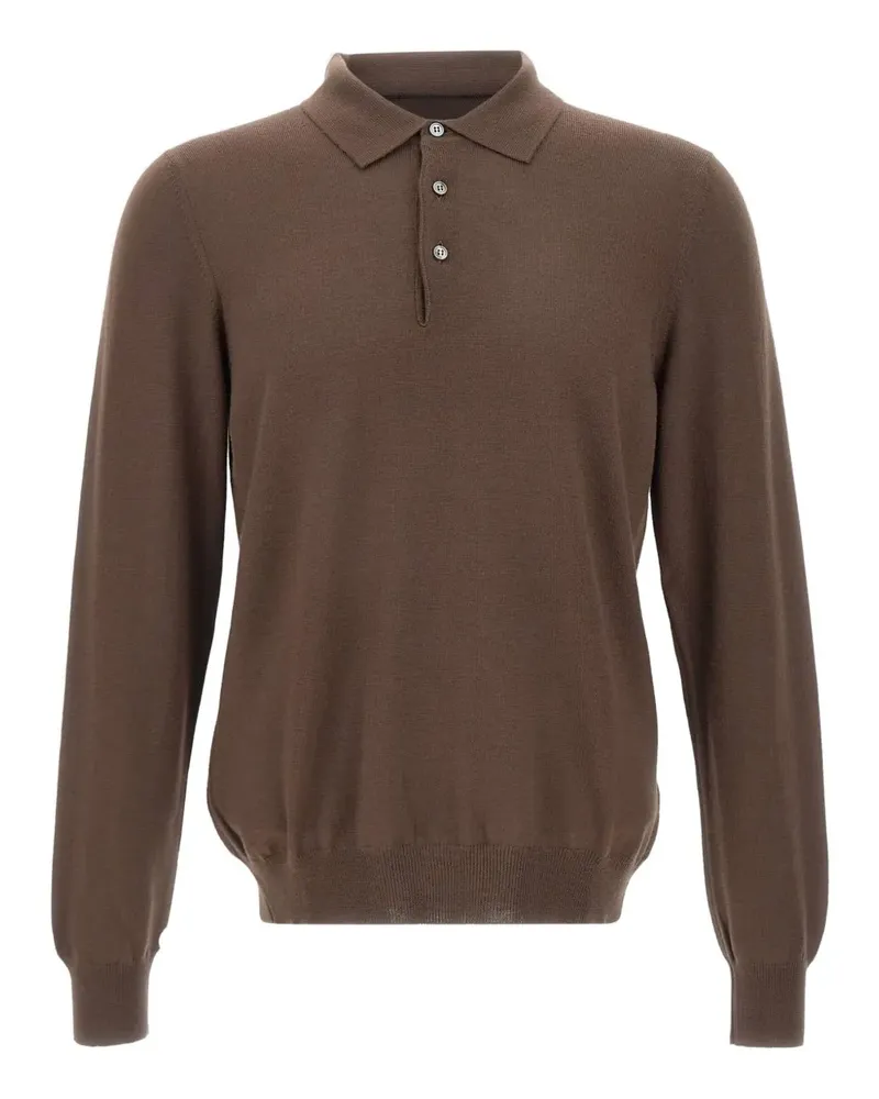 Gran Sasso button ribbed polo shirt - Braun Braun