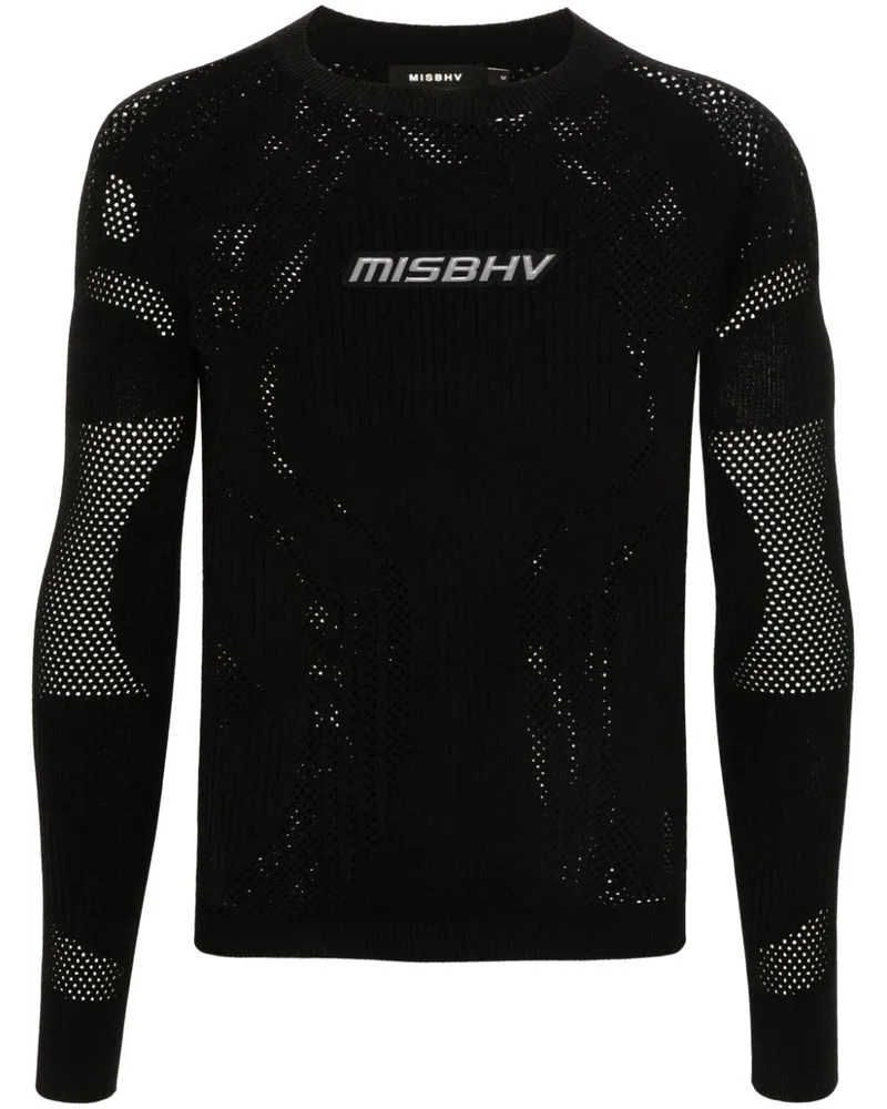 MISBHV Lochstrick-Pullover mit Logo-Applikation - Schwarz Schwarz