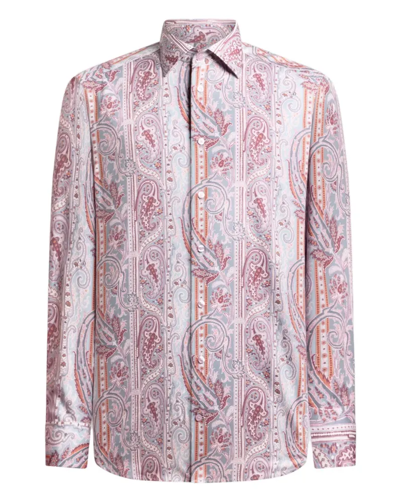 Etro Satinhemd mit Paisleymuster - Rosa Rosa