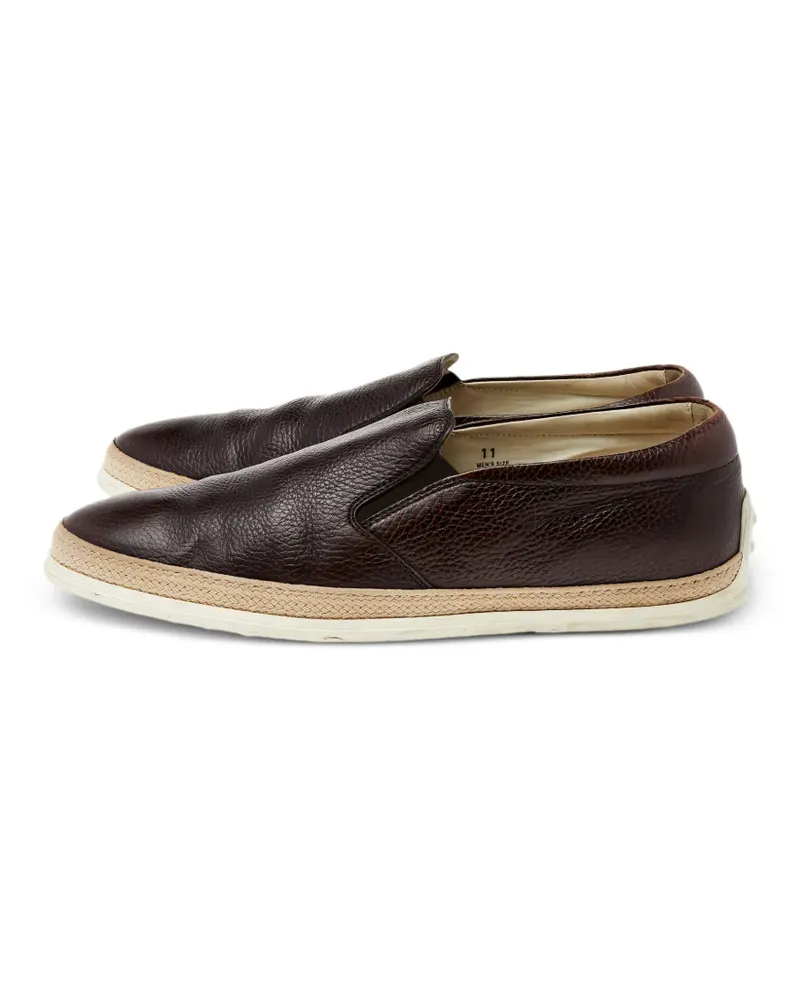TOD'S slip-on jute-trim sneakers - Braun Braun
