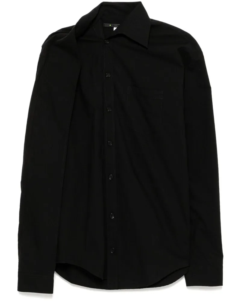 SANKUANZ Bluse mit asymmetrischem Kragen - Schwarz Schwarz