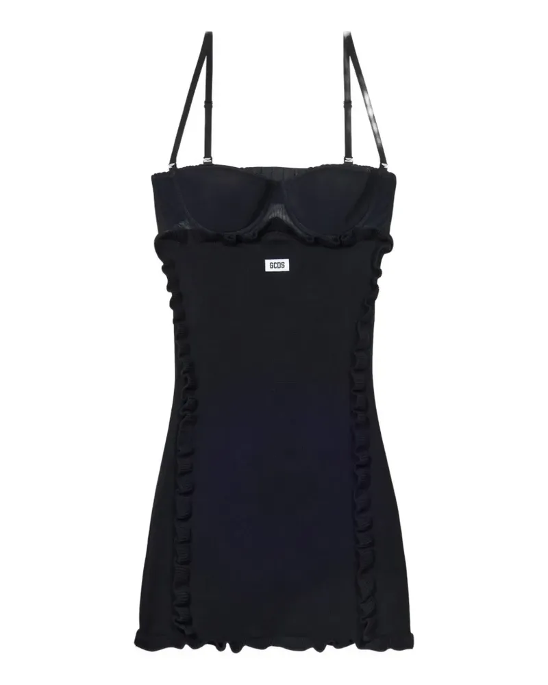 GCDS Medusa Minikleid mit Rüschenbesatz - Schwarz Schwarz