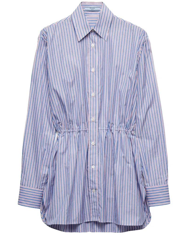 Prada Gestreiftes Hemd aus Popeline - Blau Blau