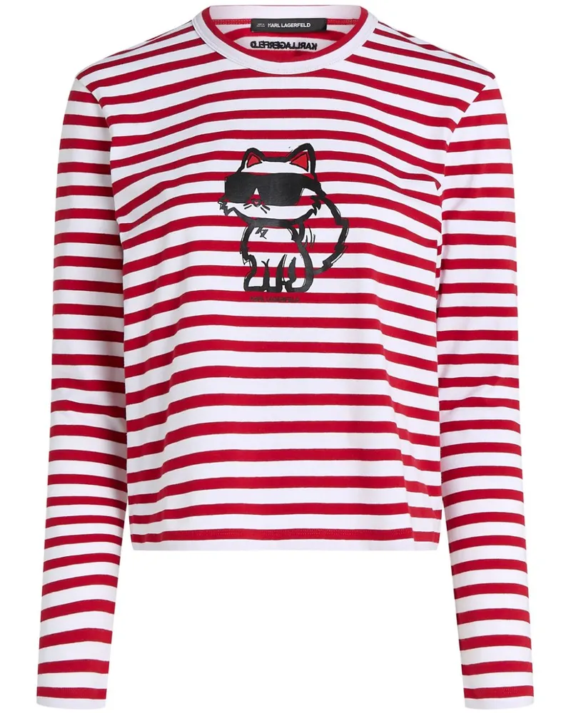 Karl Lagerfeld Gestreiftes Ikon T-Shirt - Rot Rot