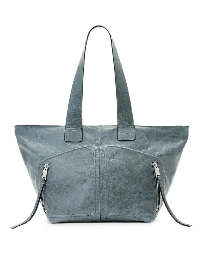 AllSaints crinkled-leather tote bag - Blau Blau