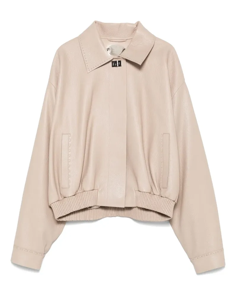 Fendi Bomberjacke aus Leder - Nude Nude