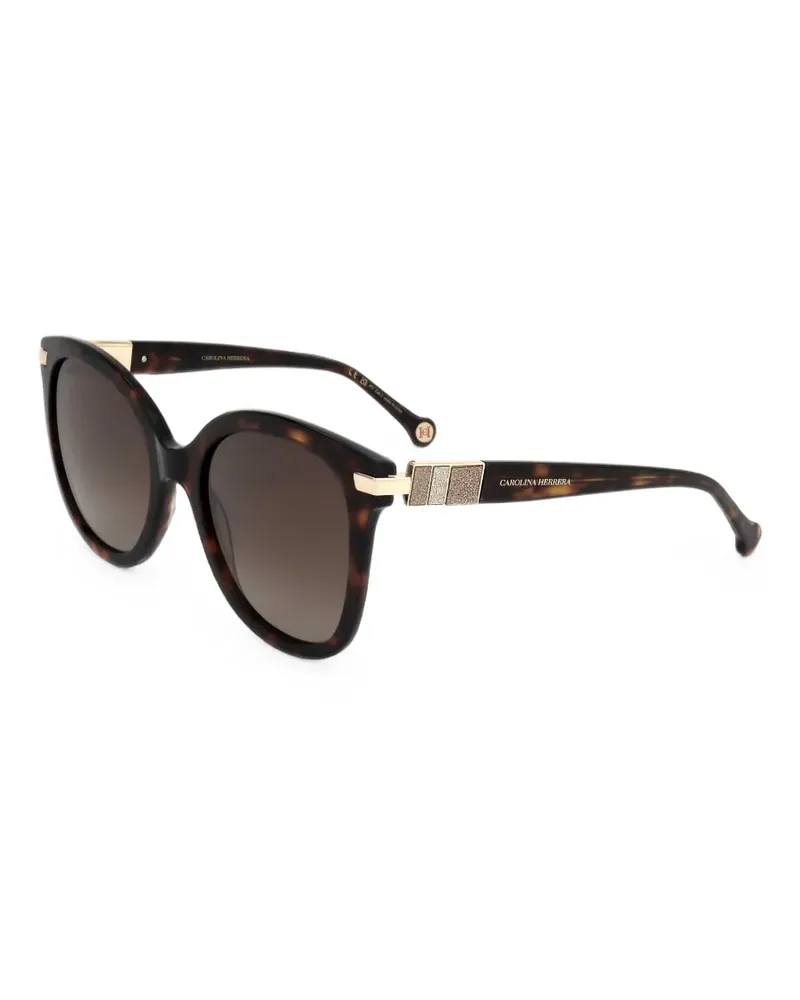 Carolina Herrera New York Runde Sonnenbrille in Schildpattoptik - Braun Braun