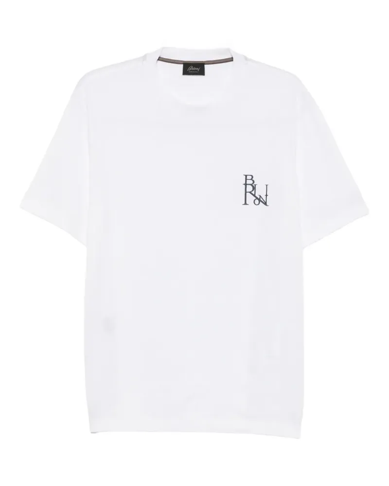 Brioni T-Shirt mit Logo-Stickerei - Weiß Weiß
