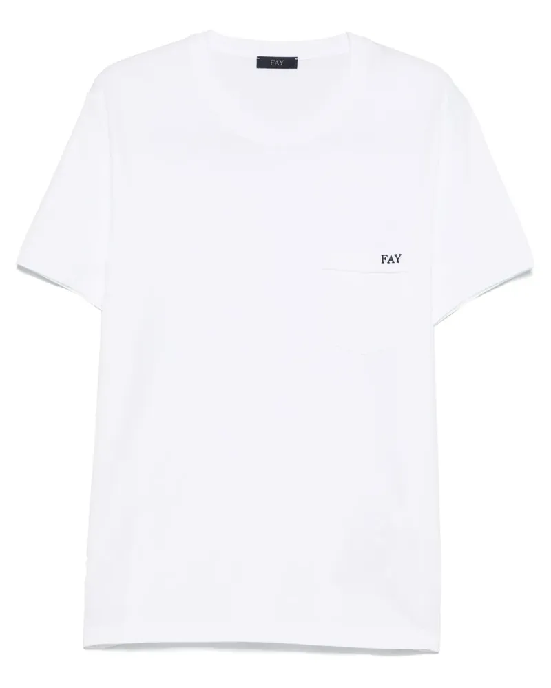 Fay T-Shirt mit Logo-Stickerei - Weiß Weiß