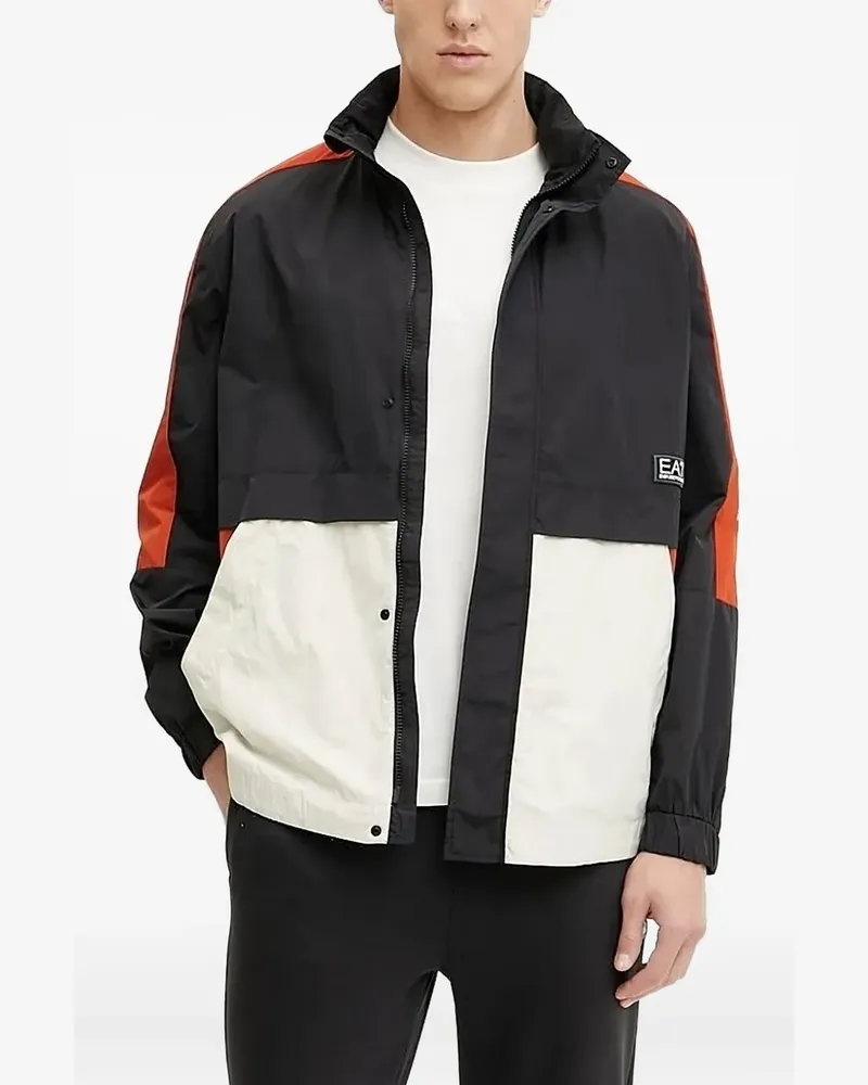 EA7 Kapuzenjacke in Colour-Block-Optik - Schwarz Schwarz