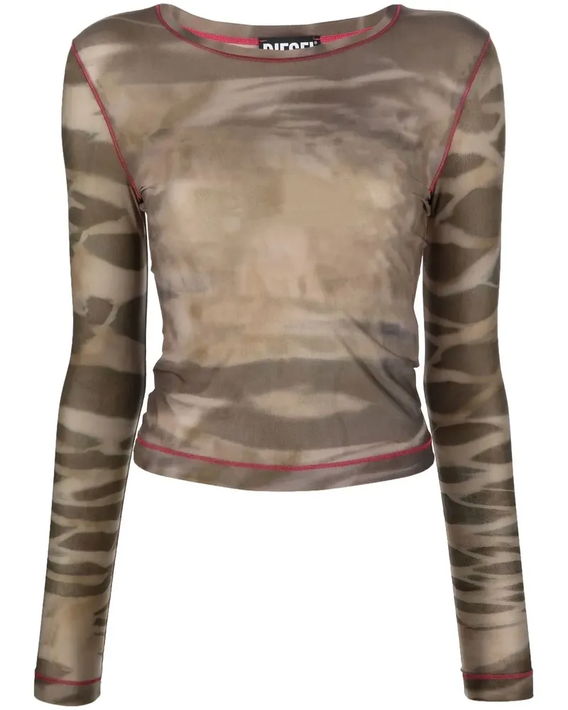 Diesel Langarmshirt mit Batikmuster - Braun Braun